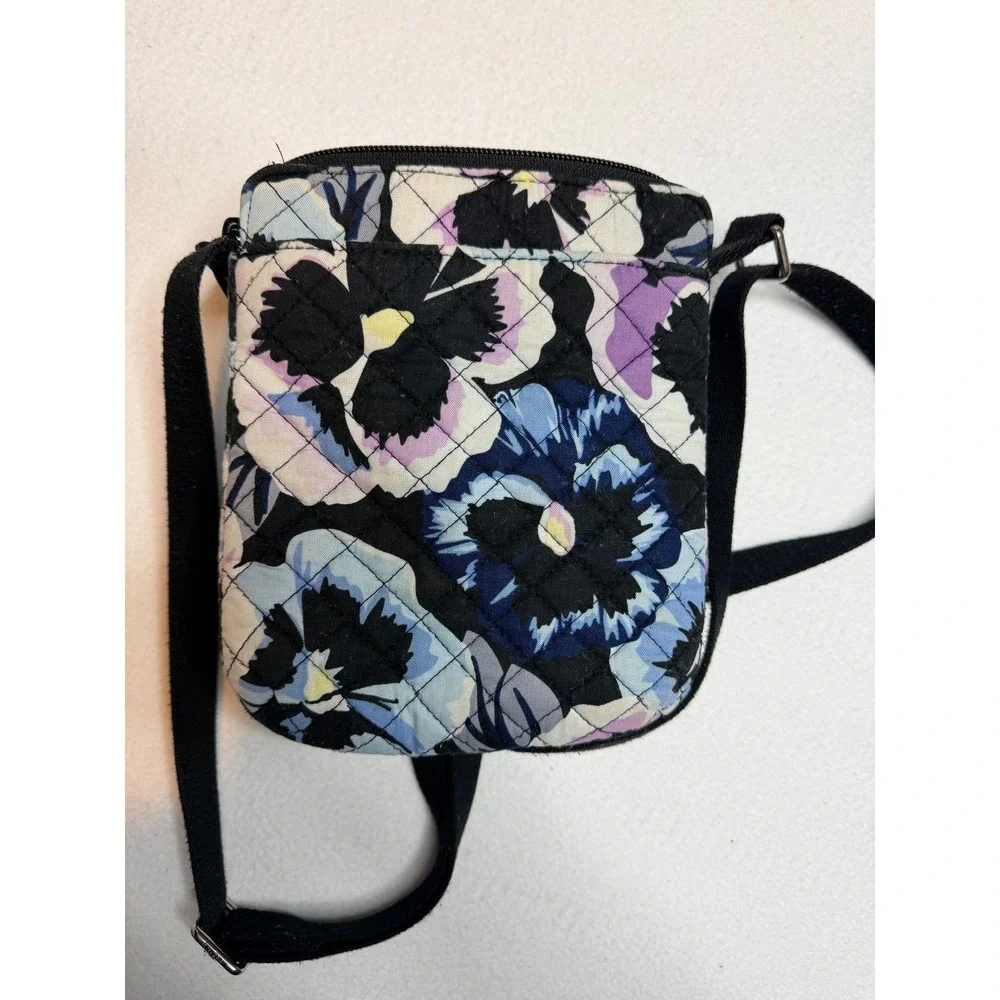 Vera Bradley Quilted‎ Cotton Floral Crossbody Bag Blue Purple Black Travel Purse